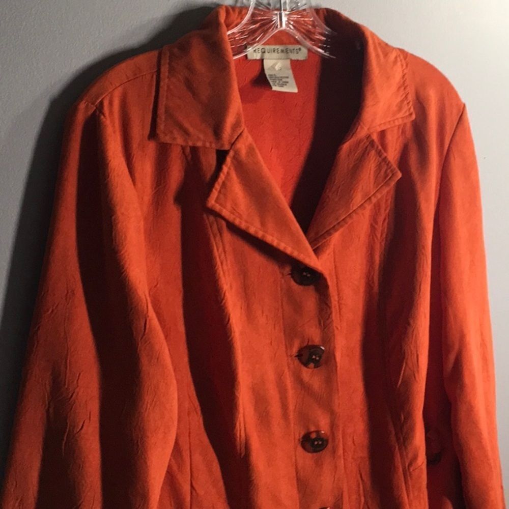 Lightweight orange comfy Requirements jacket size large orange blazer embossed - Picture 10 of 16